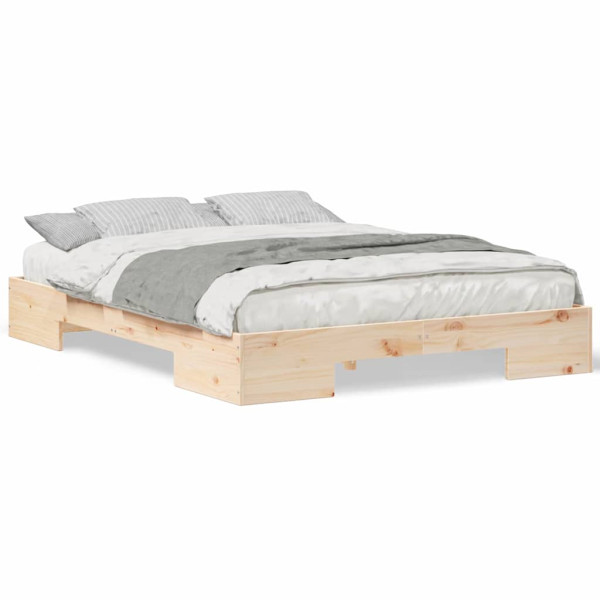 Estructura de cama Marrón 140 x 200 cm Madera maciza de pino M 4
