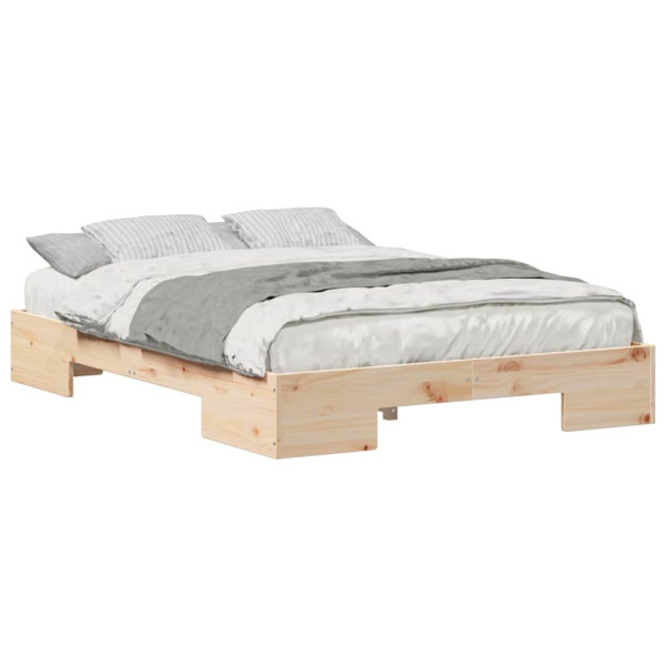 Estructura de cama Marrón 140 x 190 cm Madera maciza de pino M 3