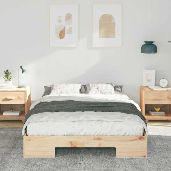 Estructura de cama Marrón 140 x 190 cm Madera maciza de pino M 5