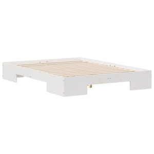 Estrutura de cama de chão com armazenamento Branco 135 x 190 cm H