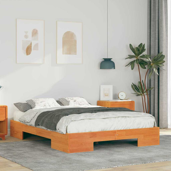 Estructura de cama Marrón 120 x 190 cm Madera maciza de pino D