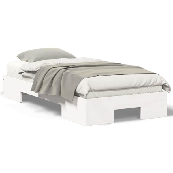 Estrutura de cama de chão com armazenamento Branco 100 x 200 cm M 4