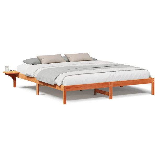 Estrutura de cama com mesas de cabeceira Castanho-mel M 4