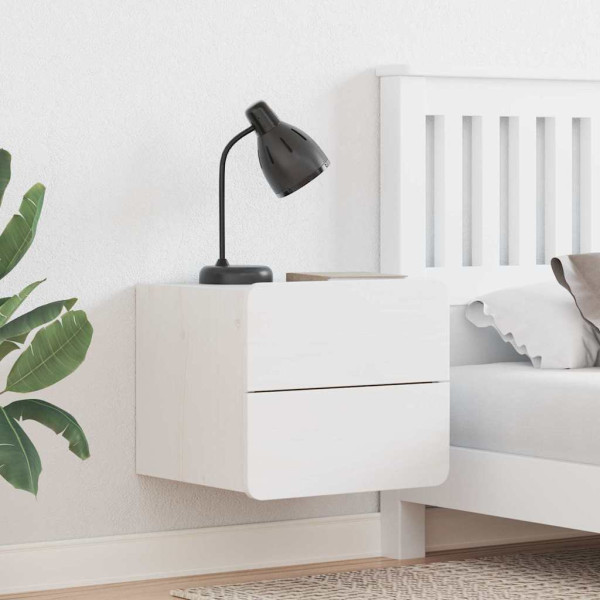 Mesa de Noche 2 pcs Blanco 39 x 34 x 33 cm Pino macizo D