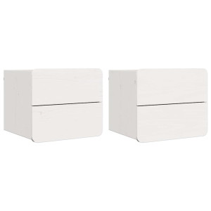 Mesa de Noche 2 pcs Blanco 39 x 34 x 33 cm Pino macizo H