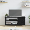 Gabinete de TV con estante con almacenamiento con puerta Roble negro 100 x 40 x 45 cm 4