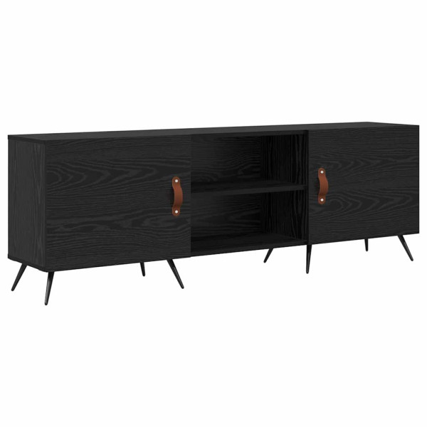 Gabinete de TV con estante con almacenamiento con puerta Roble negro 150 x 30 x 50 cm M 2