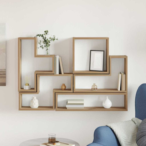 Cubo de Pared con estante Montaje en la pared Otro con almacenamiento Roble artisan 96 x 12 x 64 cm M 4