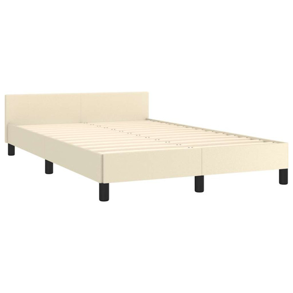 Estructura de cama sin colchón cuero sintético crema 120x190 cm M 5