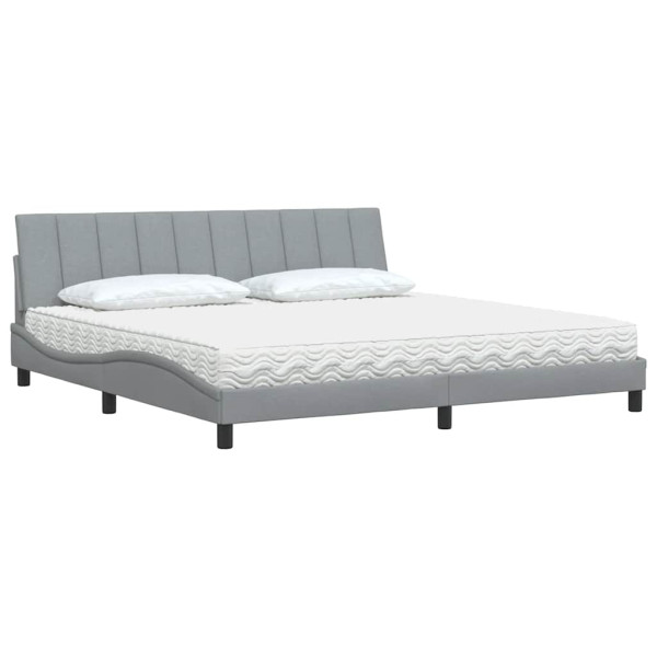 Cama con colchón tela gris claro 200x200 cm M 4