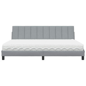 Cama com colchão 200x200 cm tecido cinzento-claro H