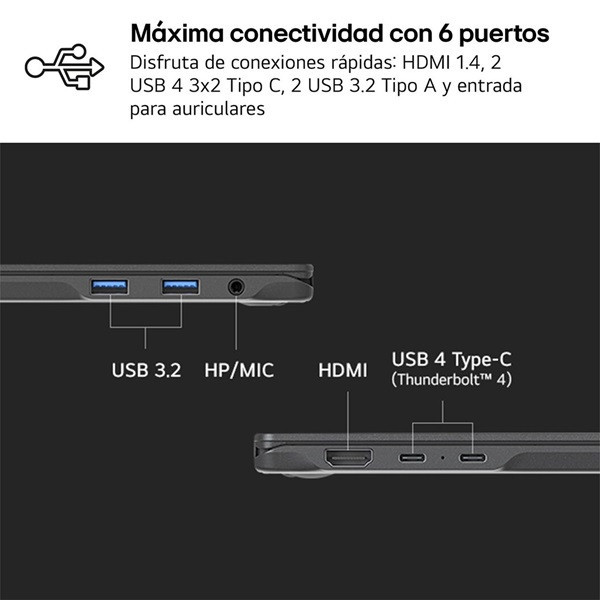 LG GRAM 14" Intel Core Ultra 7 32GB RAM 1TB 14Z90T-G.AD88B preto M 6