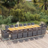 Set de comedor jardín 19 pzas con cojines ratán sintético gris 1
