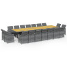 Set de comedor jardín 19 pzas con cojines ratán sintético gris 2