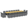 Set de comedor jardín 19 pzas con cojines ratán sintético gris 3