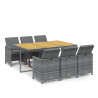 Set comedor jardín 7 pzas y cojines ratán sintético gris 2