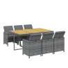 Set comedor jardín 7 pzas y cojines ratán sintético gris 3