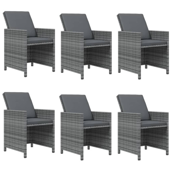 Set comedor jardín 7 pzas y cojines ratán sintético gris M 4