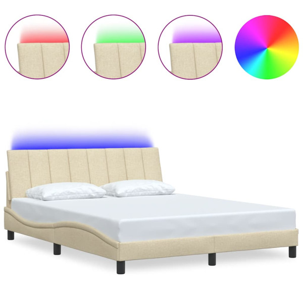 Cama sin colchón tela color crema 160x200 cm M 2