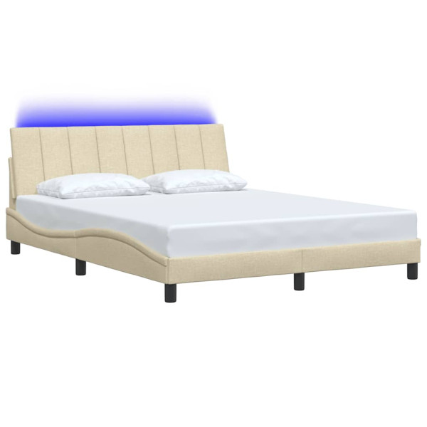 Cama sin colchón tela color crema 160x200 cm M 3