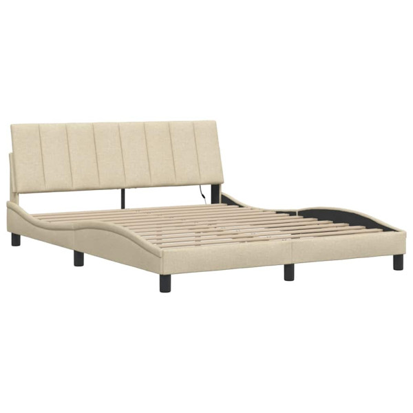 Cama sin colchón tela color crema 160x200 cm M 5