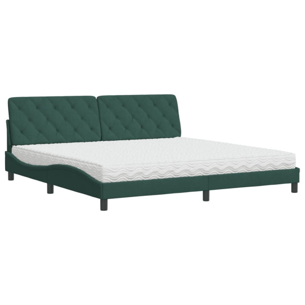Cama con colchón terciopelo verde oscuro 200x200 cm M 2