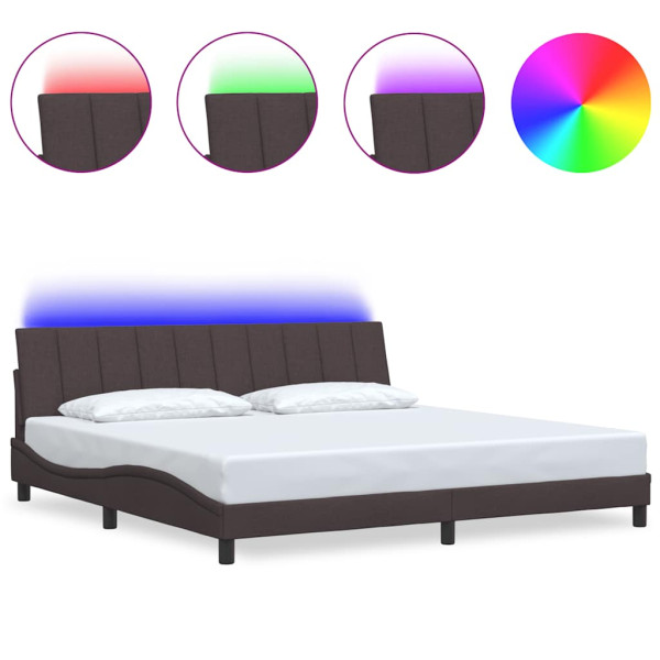 Cama sin colchón tela marrón oscuro 200x200 cm M 2