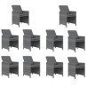 Set de comedor de jardín 11 pzas y cojines ratán sintético gris 4