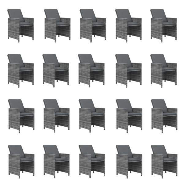 Set de comedor jardín 21 pzas con cojines ratán sintético gris M 4