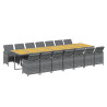 Set comedor de jardín con cojines 15 pzas ratán sintético gris 3