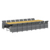Set comedor de jardín 17 pzas y cojines ratán sintético gris 3