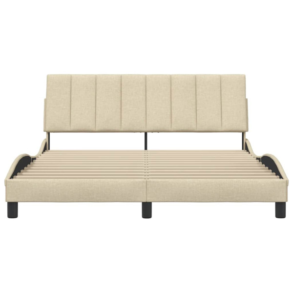 Cama sin colchón tela color crema 160x200 cm M 4