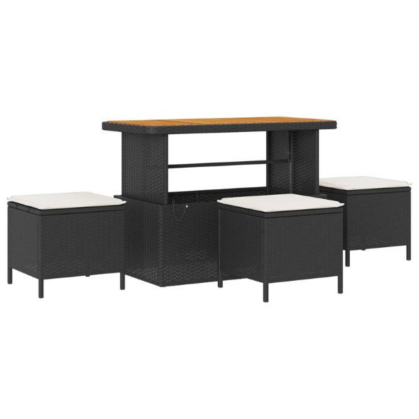 Conjunto de Sofá de Jardim de 14 Peças com Almofadas Preto Vime PE Acácia M 2