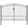 Cancela de valla doble puerta con puntas acero negro 3x2 m 2