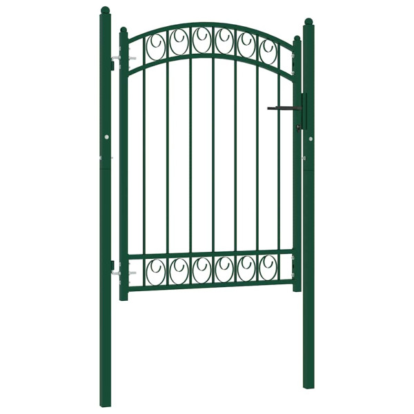 Puerta de jardín con arco superior acero verde 100x125 cm D