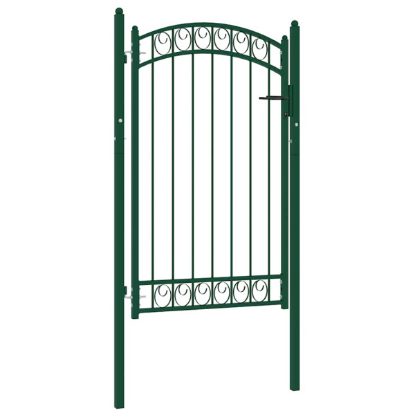 Puerta de jardín con arco superior acero verde 100x150 cm D