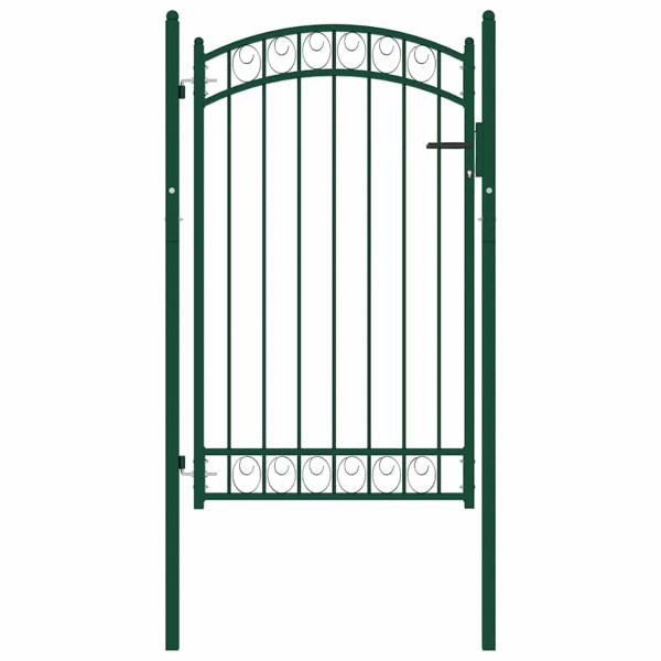 Puerta de jardín con arco superior acero verde 100x150 cm M 2