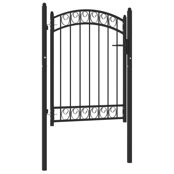 Puerta de jardín con arco superior acero negro 100x125 cm D