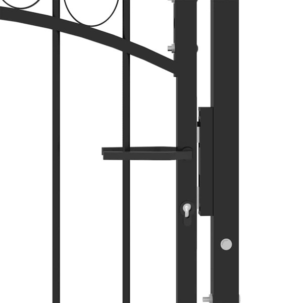 Puerta de jardín con arco superior acero negro 100x125 cm M 3