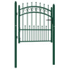 Puerta de valla con picos acero verde 100x100 cm 1