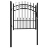 Puerta de valla con picos acero negro 100x100 cm 1