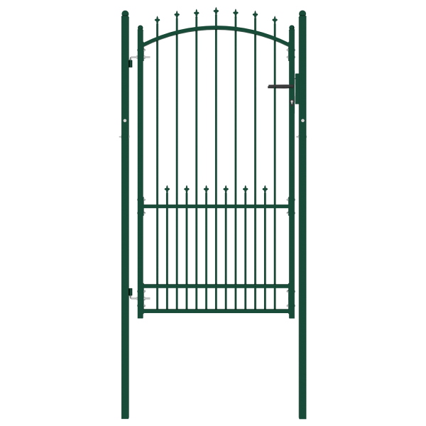 Puerta de valla con picos acero verde 100x175 cm D