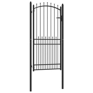 Puerta de cerca con cerradura Negro 100 x 200 cm H