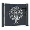 Puerta de jardín acero gris antracita diseño árbol 105x80 cm 2