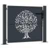 Puerta de jardín acero gris antracita diseño árbol 105x105 cm 2
