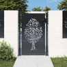 Puerta de jardín acero gris antracita diseño árbol 105x130 cm 1