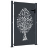 Puerta de jardín acero gris antracita diseño árbol 105x130 cm 2