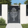 Puerta de jardín acero gris antracita diseño árbol 105x155 cm 1