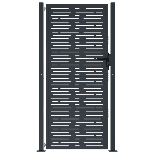 Puerta de jardín acero gris antracita diseño cuadrado 105x180cm M 3