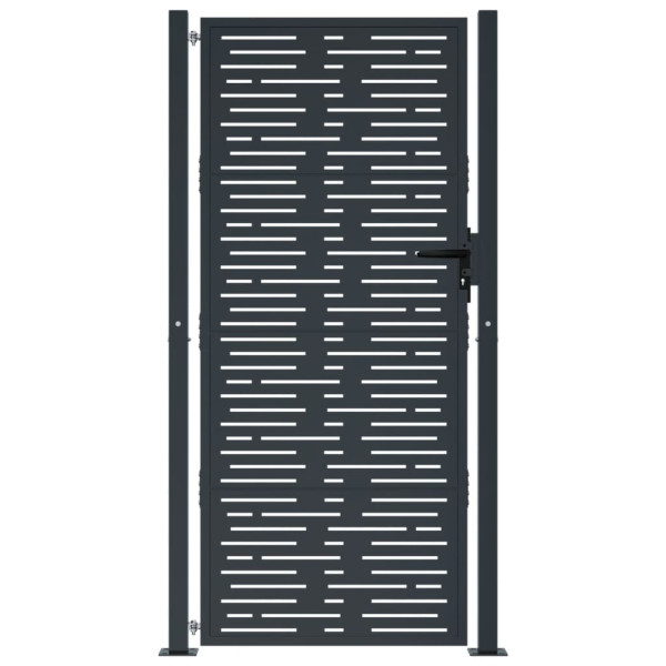Puerta de jardín acero gris antracita diseño cuadrado 105x205cm M 3